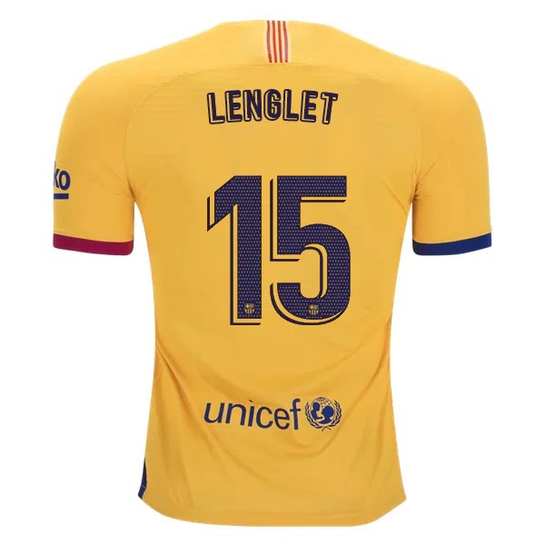 Camiseta Barcelona NO.15 Lenglet Segunda equipación 2019-2020 Amarillo